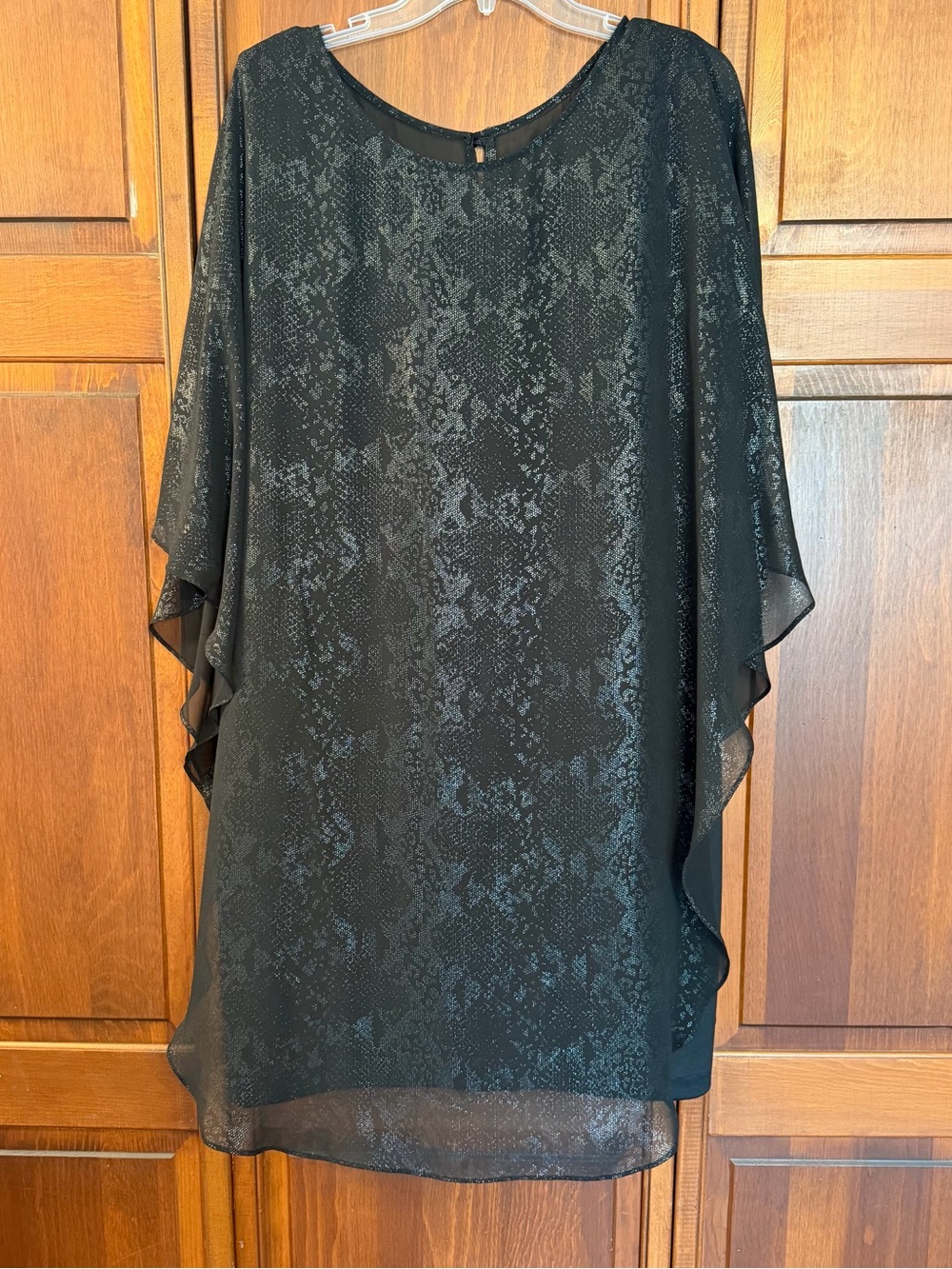connected apparel Black Sheer Snake-Texture Cocktail Dress